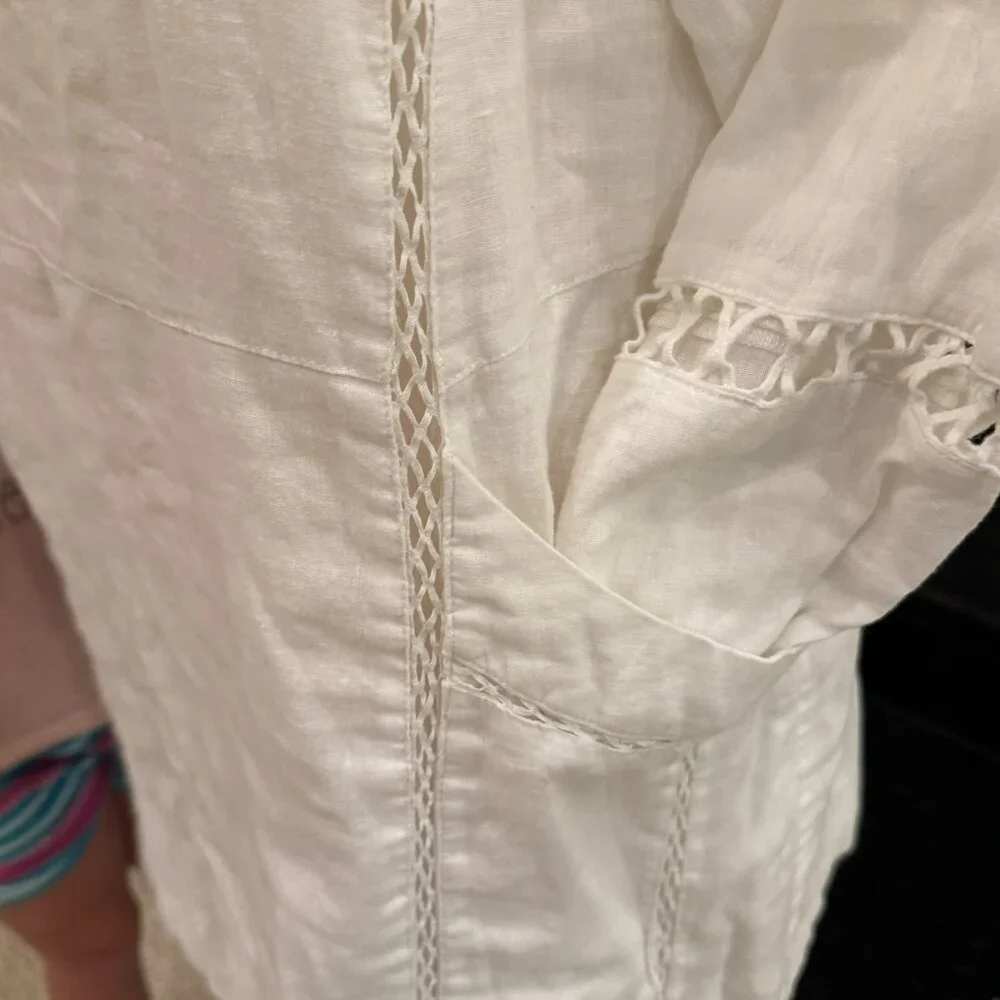 Free People White Boho Peasant Mini Dress – Size Small - Picture 3 of 12